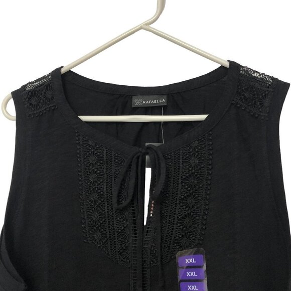 NWT Rafaella Top Size XXL Sleeveless Crochet Detail Black CasualVacation Cruise - Picture 3 of 6